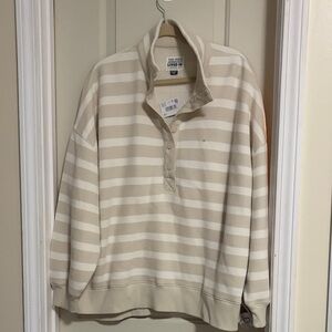 American Eagle Outfitters Cream Striped Sweater Size XL